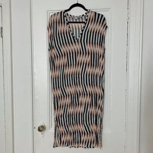 Wavy Op Art Print Midi Dress